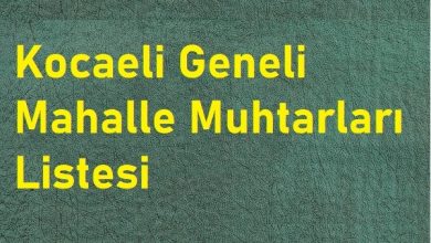 Kocaeli Geneli Mahalle Muhtarları (2019-2024)