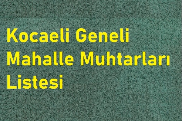 Kocaeli Geneli Mahalle Muhtarları (2019-2024)