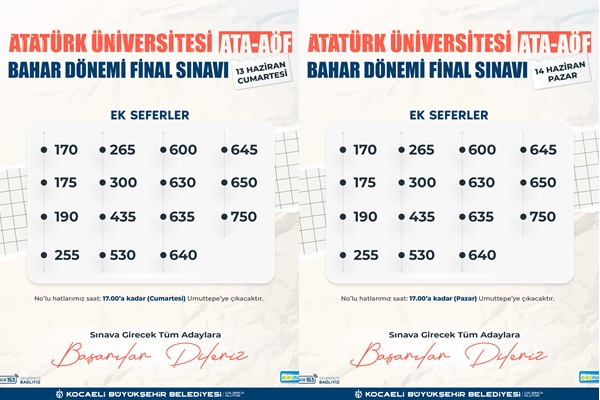 ATA-AÖF Sınavına 15 farklı Hat Desteği