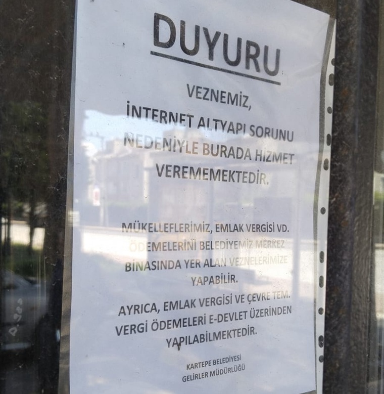 Hizmet verilmediğini bildiren duyuru