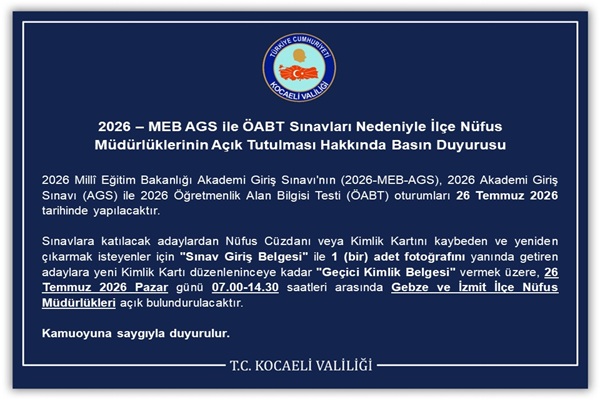 İlçe Nüfus Müdürlükleri Pazar Günü Açık Olacak