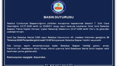 İzmit Belediyesi Başkan Vekilliği Seçimi Duyurusu