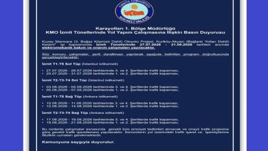 Karayolları 1. Bölge Müdürlüğü KMO İzmit Tünellerinde Yol Yapım Çalışmasına İlişkin Basın Duyurusu