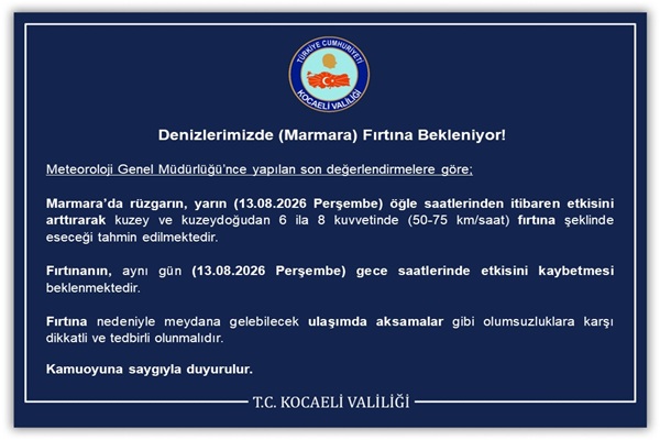 Denizlerimizde (Marmara) Fırtına Bekleniyor!