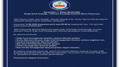 Karayolları 1. Bölge Müdürlüğü (Doğu İzmit Kavşağı – Dilovası Kavşağı) Çalışma Basın Duyurusu