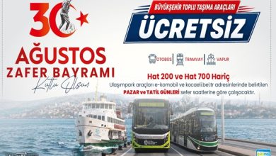 Zafer Bayramı’nda Kocaeli’de ulaşım ücretsiz