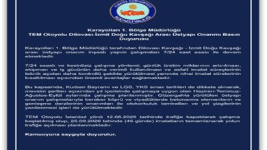 Karayolları 1. Bölge Müdürlüğü Basın Duyurusu