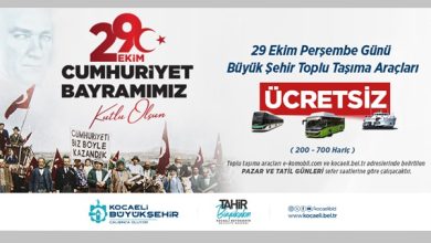 Kocaeli’de 29 Ekim’de toplu ulaşım ücretsiz